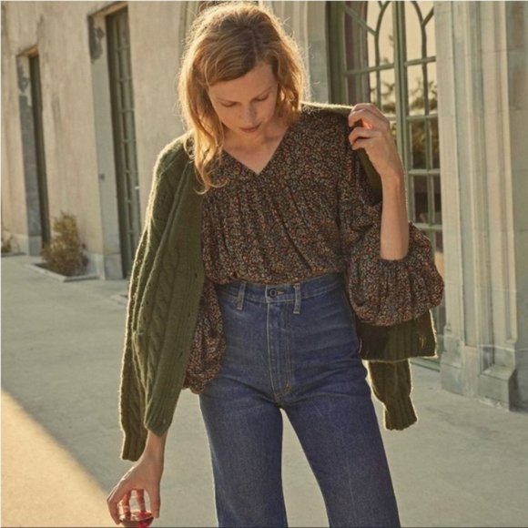 New Doen Silk Savona Blouse in Saint Claude Paisley S - Picture 8 of 15